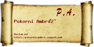 Pokorni Ambró névjegykártya